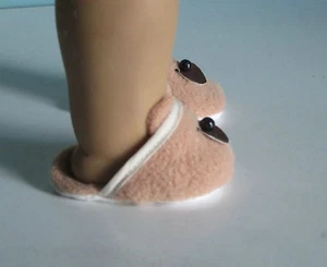BROWN BEAR SLIPPER SCUFFS features Beaded Face fits American Girl & Bitty Baby - Picture 1 of 2