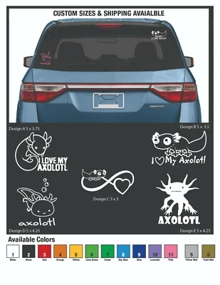Adesivo Axolotl 5" janela de carro gráfico de parede animal de estimação peixe lagarto amor decoração casa - Imagem 1 de 4