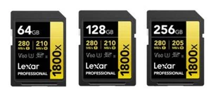 Lexar SDXC Professional 1800x UHS-II Flash Memory Card 64GB 128GB 256GB - Picture 1 of 4