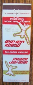 FUNDA JAI-ALAI MATCHBOOK: MIAMI JAI-ALAI FLORIDA CUBIERTA DEPORTIVA VACÍA -D13 - Imagen 1 de 1