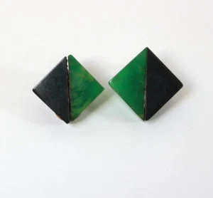 Boucles d'oreilles Clips bakélite bicolore anciens - Picture 1 of 5