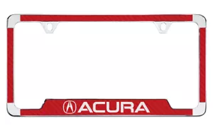 Marca denominativa de Acura con logotipo Titular del marco de la placa de matrícula de incrustación de vinilo de fibra de carbono roja - Imagen 1 de 2