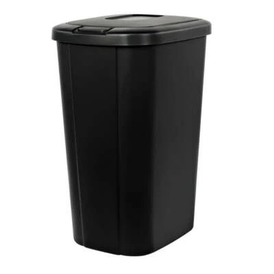 Trash Can Garbage 13 Gallon Bin Touch Lid Spring Loaded Kitchen Black Tall Slim - Image 1 of 4