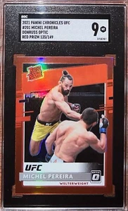 Michel Pereira 2021 UFC Panin Chronicles Rated Rookie Red Prizm /149 SGC 9 - Picture 1 of 2