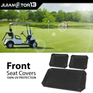 Fit For Pre-2000 DS Golf Cart 3pcs Black Club Car PU Leather Front Seat Covers - Picture 1 of 12
