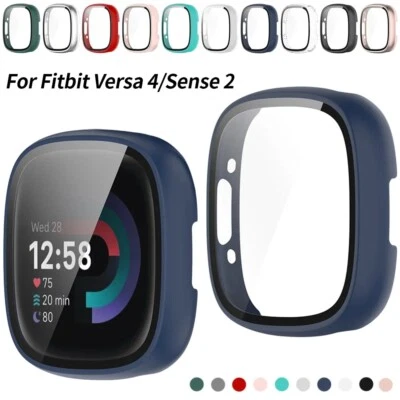 Tempered Glass Case For Fitbit Versa 4 / Sense 2 Screen Protector Watch Cover - Image 1 of 4