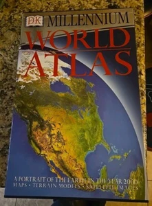 DK World Atlas Millennium Edition Large Book 18 X 11.75 X 1.5 Preowned Hardcover - Picture 1 of 11