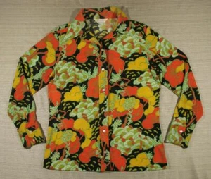 70's Vintage Sears Fashions L/S Psychedelic Landscape Shirt trippy top Medium - Bild 1 von 6