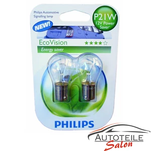 2x Philips EcoVision P21W 12498ECOB2 Energy Saver 12V Blister - Bild 1 von 1
