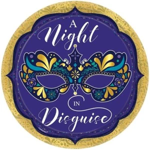 A Night In Disguise Masquerade Mask Mardi Gras Party 10.5" Paper Banquet Plates - Picture 1 of 1