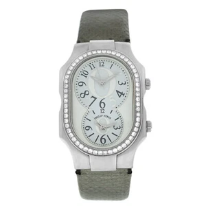 Philip Stein Teslar 2 Time Zone Diamond Stainless Steel Quartz 32MM Watch - Picture 1 of 10