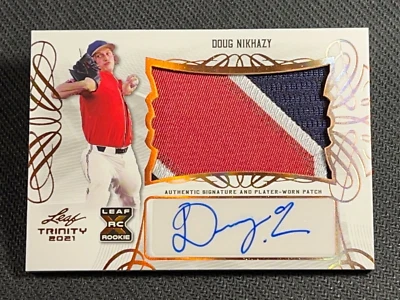2021 Leaf Trinity PLAYER WORN PATCH ROOKIE AUTO Doug Nikhazy - Image 1 of 4