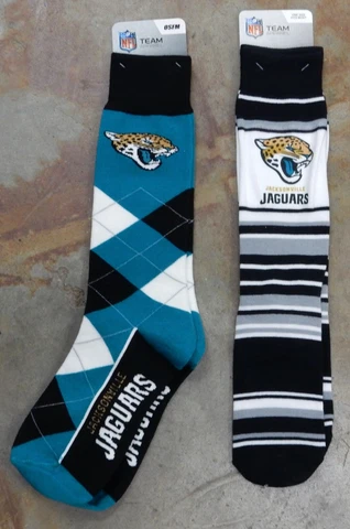 2 Pack NFL Jacksonville Jaguars Socks Gift Argyle Mas Stripes Dress One Size Cover
