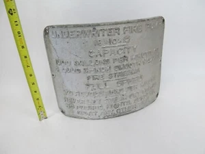 Large Fire Pump Placard Plaque Sign Vintage 18x10x12 Underwriter - Picture 1 of 2