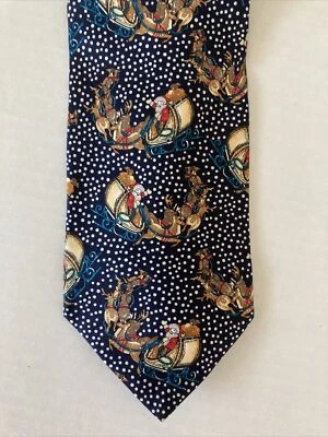 The Windsor Collection Men's Necktie Tie Santa Sleigh Reindeer Christmas Novelty - Image 1 of 4