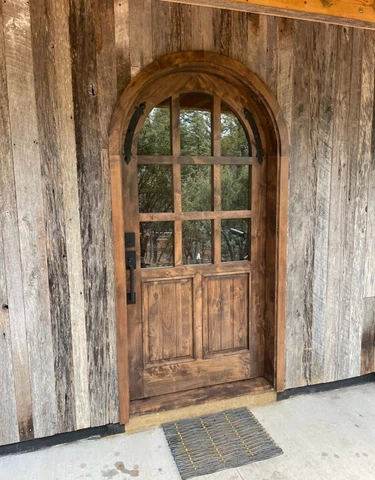 Rustic Spanish reclaimed lumber arched top GLASS top door solid wood storybook Cover