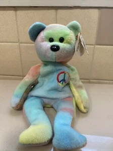 Ty Beanie Baby: Peace Bear 1996 - Multicolor W/ Tag Error - Picture 1 of 4