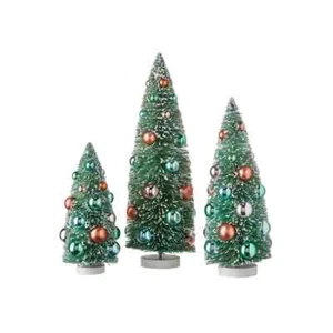 Alberi pennello bottiglia di Natale con ornamenti / set 3 pz (15", 12"" e 9"" di altezza) - Foto 1 di 3