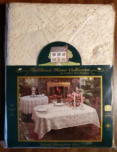 1950s Scranton Lace, Lancaster #195, Ivory Oval Tablecloth 65 x 118 - Picture 1 of 1