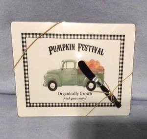 Herbst Kürbis Festival Glas Käsebrett und Streuer Neu - Bild 1 von 1