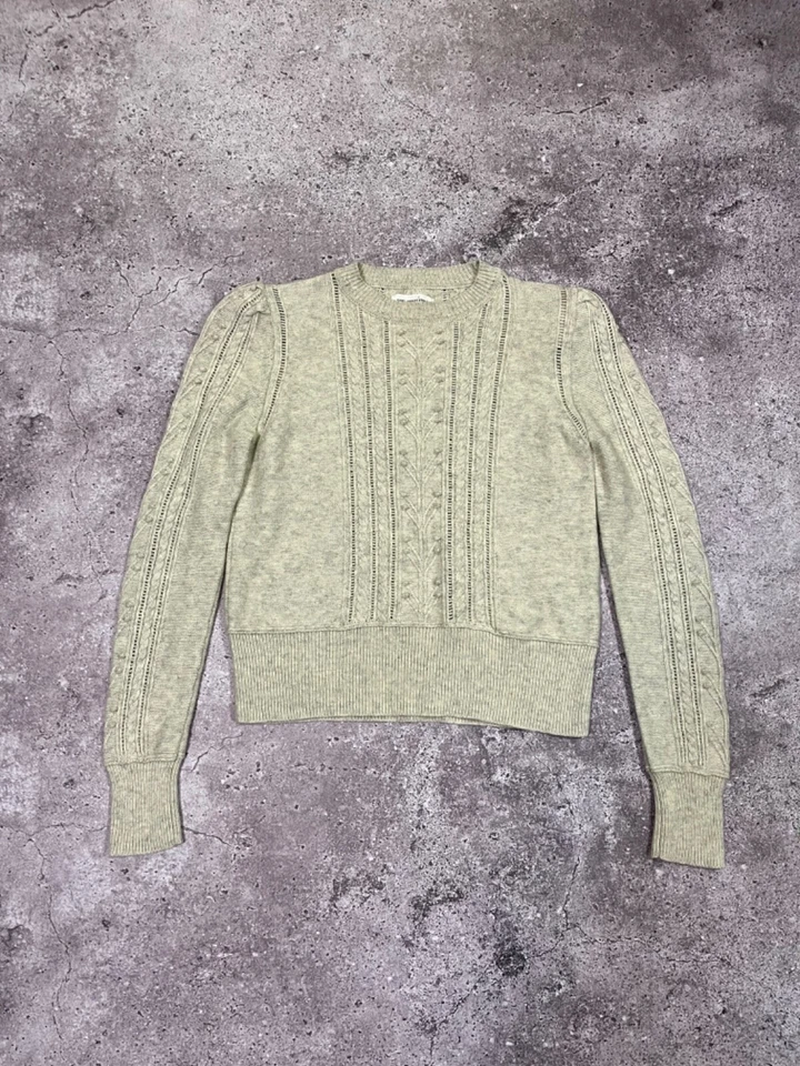Isabel Marant Cable-Knit Merino Wool Beige Sweater Cropped Women’s Size 44 - Image 1 of 4