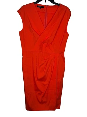 Lafayette 148 New York Women Dress V-Neck Bodycon Cap Sleeveless Ruched Wrap  8 - Image 1 of 4