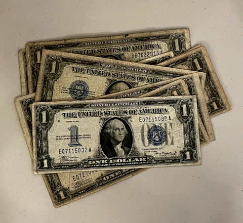 $1 Funny Back Bank Note Bill Currency Blue Seal Silver Certificate 1928 1934 Cover