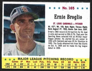 Jello #165 1963 Ernie Broglio St Louis Cardinals en muy buena condición-ex A - Imagen 1 de 2
