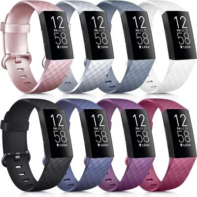 OUMIDA For Fitbit Charge 3 / 4 Replacement Silicone Diamond Watch Strap Band Sport
