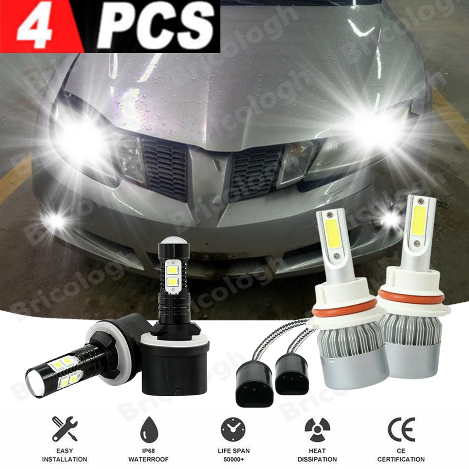 For Pontiac Sunfire 2000-2002 6000K LED Headlight High/Low Fog Light Bulbs Combo - Image 1 of 4