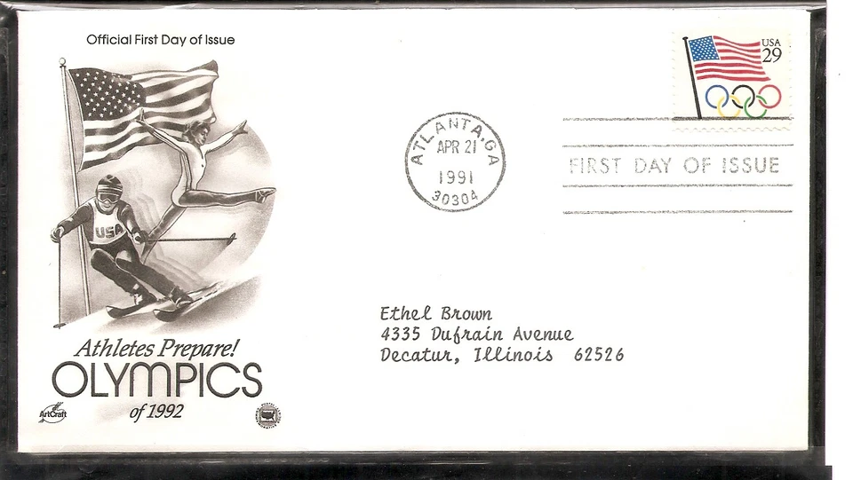 US SC # 2528 Flag And Olympic Rings  FDC. Postal Commemorative Cachet 1 - Image 1 of 1