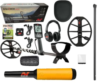 Detector de metales Minelab Equinox 800 + Pro Find 20 Pinpointer + Bobina de 15" + Inferior Foto 1 de 4