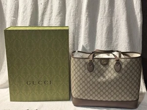 Brand New Gucci Ophidia Medium Tote Bag – Beige & Ebony GG Supreme - Picture 1 of 19