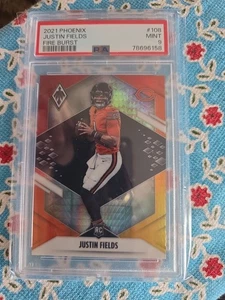 2021 Justin Fields Phoenix Fire Burst Prizm #108 RC Rookie PSA  MINt 9 - Picture 1 of 4