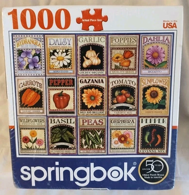Springbok Garden Goodness Flower Seed Packets Jigsaw Puzzle 1000 Piece 24"x 30"  - Image 1 of 4