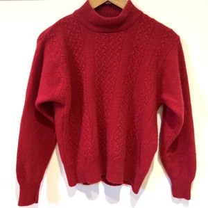 Suéter John Meyer De Colección Para Mujer’s L Tejido con Cable Rojo Lana de Cordero Angora Vacaciones Preppy - Imagen 1 de 12