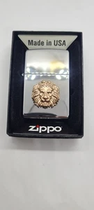 Zippo high polish Benzin Feuerzeug  Vergoldet 24 Karat Löwe Geschenk - Bild 1 von 13