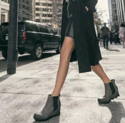 Botas Chelsea Sorel Joan Of Arctic II Cuña Impermeables Talla 10 Gris Gamuza Suela Foto 1 de 4