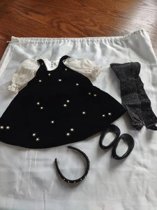 American Girl 1998 Snowflake Black Jumper Outfit Headband Shoes Pleasant Company - Picture 1 of 5