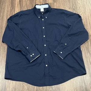 Brooks Brothers Regent Fit Button Down Shirt Long Sleeve Mens Size XXL Navy Blue - Picture 1 of 13