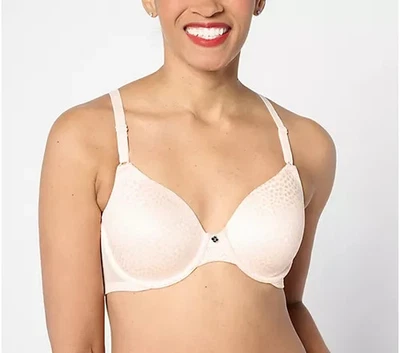 Breezies Diamond Shimmer Underwire T-Shirt Bra-Soft Peach-42D A630701 NEW - Image 1 of 2