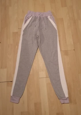 WOMENS MICHELLE KEEGAN LILAC GREY & WHITE FLEECE JOGGERS SIZE 6 - Image 1 of 4