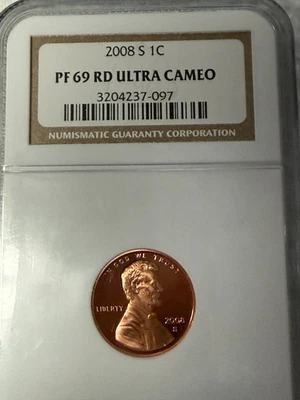 2008 S Lincoln Cent - Ultra Cameo PF 69 RD NGC Certified - Image 1 of 3