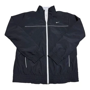 Nike Fit Black Swoosh Full Zip Track Windbreaker Jacket Adult Large - Picture 1 of 6