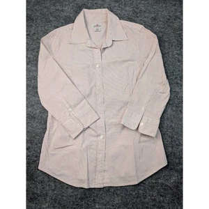 J.Crew Kurzwaren rot gestreift 3/4 Ärmel Button Down Stretch Bluse Medium - Bild 1 von 10