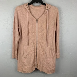 Weiche Umrandung Hoodie Damen Large Pfirsich bestickt Reißverschluss Sweatshirt Baumwolle - Bild 1 von 10