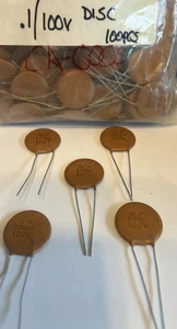 Condensador de disco de cerámica 0,1 uF 100v NOS cantidad de 5 por MP 104M 100V - Imagen 1 de 12