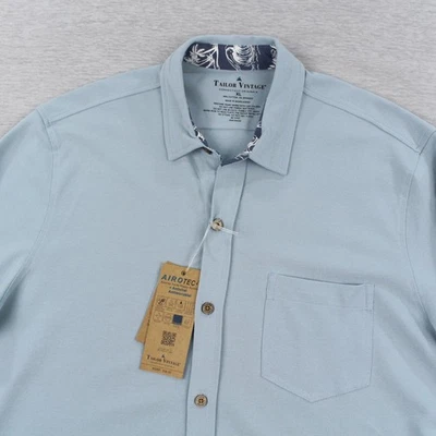 Camisa Sastre Vintage Elástica Piqué con Airotec Manga Larga Botón Para Hombre XL Azul Foto 1 de 4