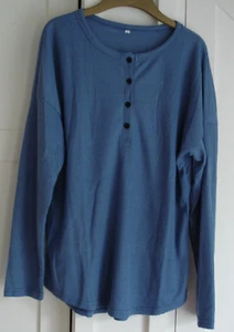Denim Blue Henley Button Neck - Long Sleeve Med to Lge - Relazed Fit - NWOT - Picture 1 of 4