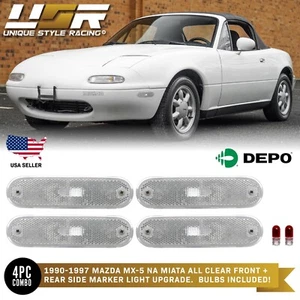 DEPO Clear Front + Rear Bumper Side Marker Lights For 90-97 Mazda Miata MX5 MX-5 - Picture 1 of 12